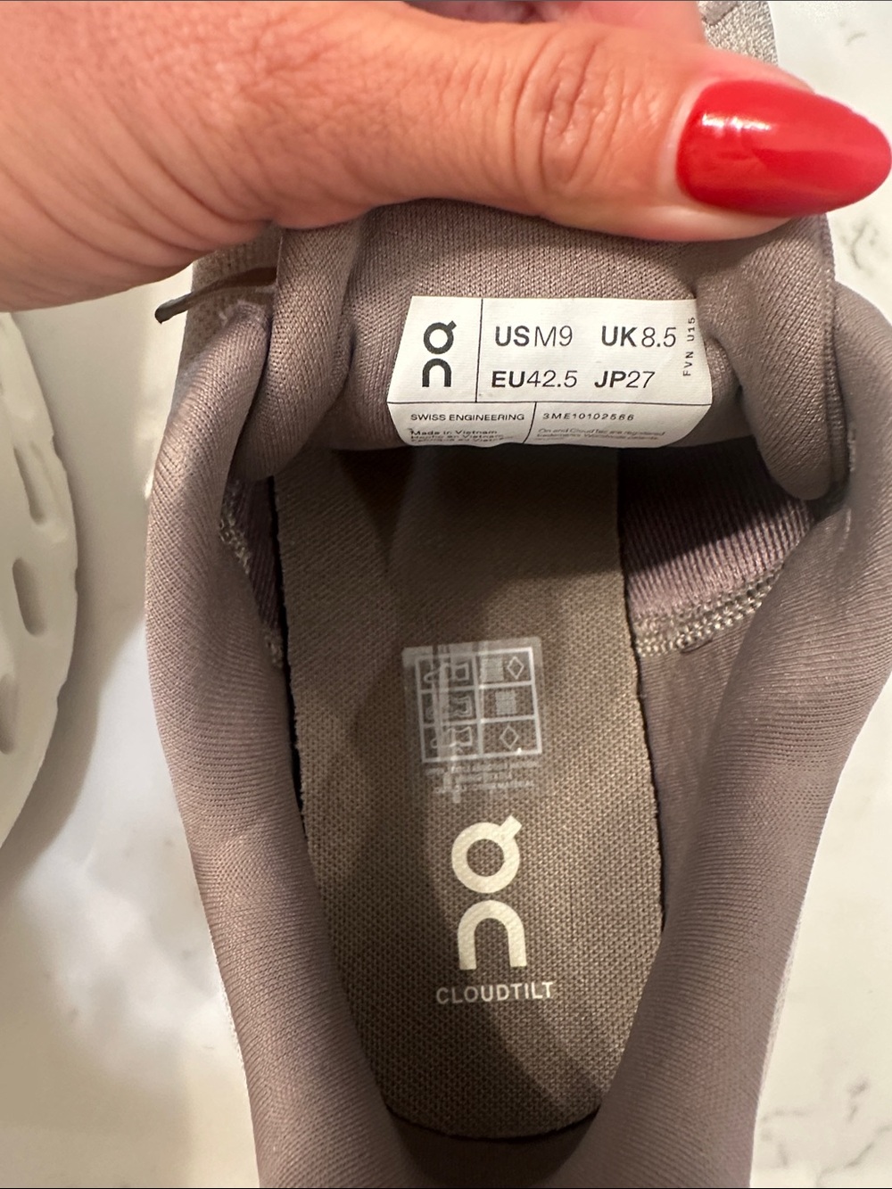 On Running Men's Cloudswift Athletic Shoes in Taupe and White - Picture 5 of 9